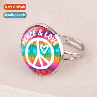 Rings International  Colorful Peace Symbol Open End Adjustab