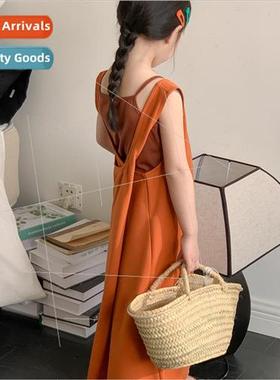 Childrens skirt 2023 summer  girls Korean solid color unders