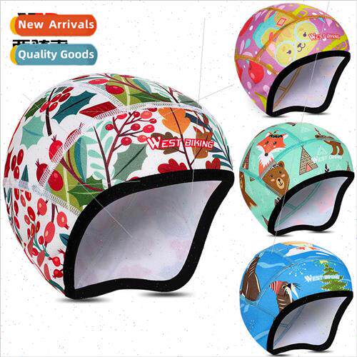 Winter childrens warm beanie outdoor ski helmet inner hat fl