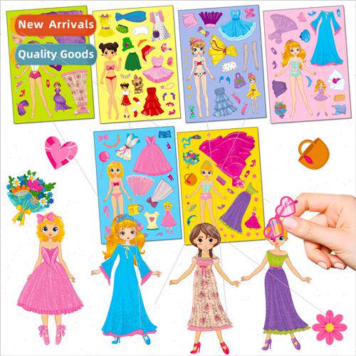 6/pack pink princess face stickers children cartoon diy prin