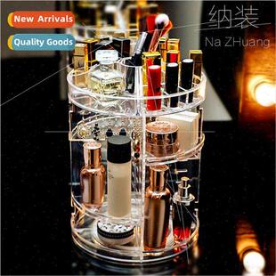 Cosmetic organizer transparent acrylic rotating shelf deskto