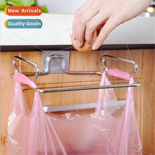 Creative door back stainless steel garbage bag holder storag