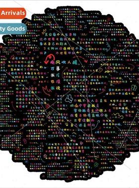 60 colorful black background text cartoon graffiti stickers