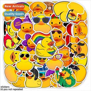 yellow duck stickers dressing little cross duckling cute
