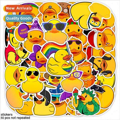 50 cute little yellow duck stickers cross-dressing duckling