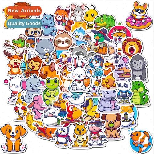 50 new small animal collection cartoon doodle stickers cute