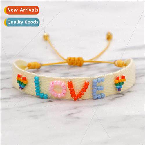 Columbia Webbing LOVE Letter Couple Bracelet Rice Bead Weavi
