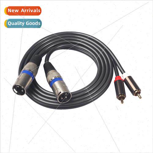 2RCA to Dual XLR male audio cable Gunmetal gray PVC cable mi