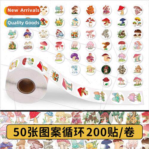 200 Stickers Mushroom Roll Roll Stickers Cartoon Colorful Sh