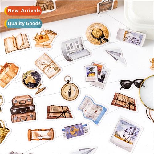 Around the world boxed stickers ins retro old objects handbo