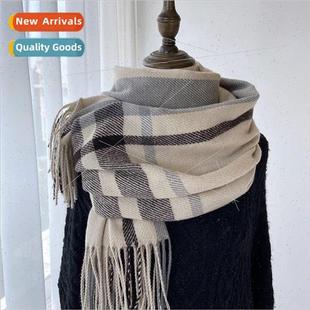 Korean female hundreds the new winter 2023 scarf Plaid
