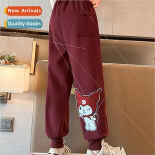 Girls padded thickened sweatpants 2023 fall and winter new c