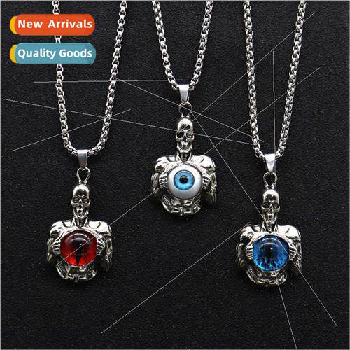 Retro fashion skull inlaid eyes titanium steel mens personal