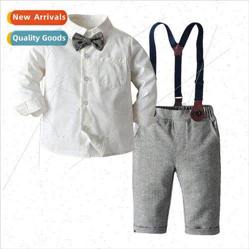 Childrens Spring and Autumn Childrens white long-sleeved shi