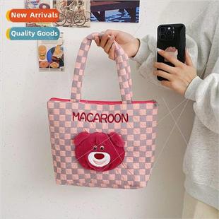 Cartoon cute strawberry bear lunch bag 2023 fall and winter