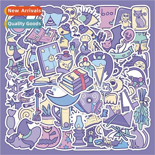60 Witch Magic Small Objects Stickers Non-repeating Purple W