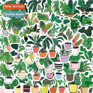 stickers floral decoration cell plant luggage phone green