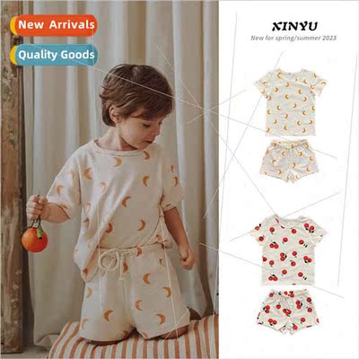 ins childrens summer Scandinavian  cotton short-sleeved suit
