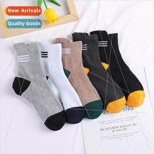 Autumn three bar colorful mid-calf socks Sports and leisure