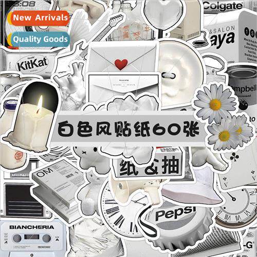 60 white wind stickers retro simple high value cartoon decor
