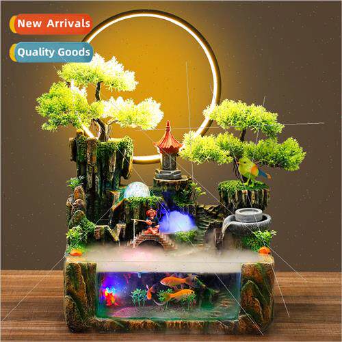 Alpine flowing water ornaments lamp circle circulation glass