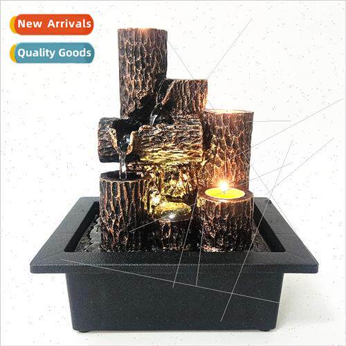 New Resin fountain running water ornaments desktop candle re