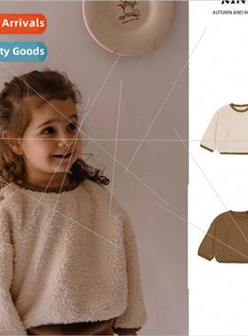 Childrens sweater padded fall childrens round neck tops thic