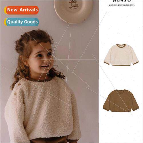 Childrens sweater padded fall childrens round neck tops thic