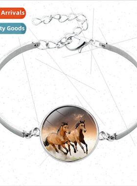 Horse Jewelry Animal Horse Glass Time Gemstone Bracelet Brac