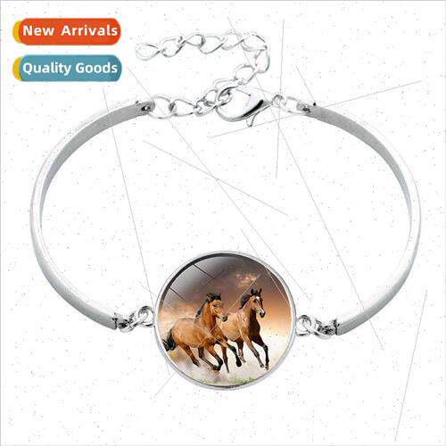 Horse Jewelry Animal Horse Glass Time Gemstone Bracelet Brac