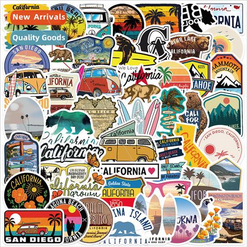 50 Cali适用nia Scenery Stickers Decorable Luggage Laptop Mug