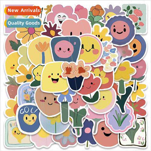 50 small flowers smiley face cute doodle stickers luggage ce