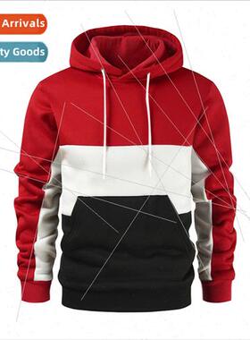 2023 new fall and winter mens fashion color blocking sweater