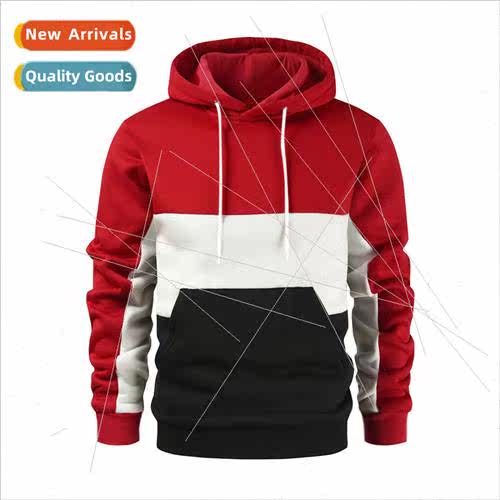 2023 new fall and winter mens fashion color blocking sweater