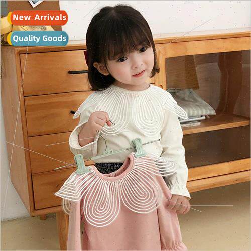 2023 fall new fashion model big flower collar girls sweater