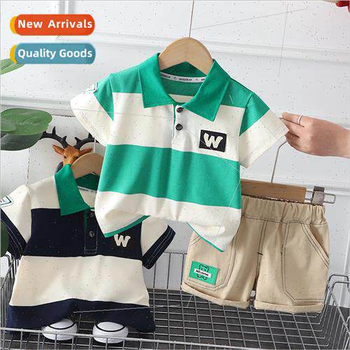 2023 new summer boys handsome W wide striped lapel suit in s
