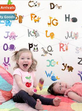 Cartoon animals in English decorative self-adhesive stickers