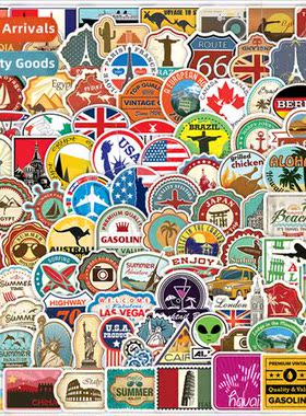 100 -repeating travel map graffiti stickers suitcase cell ph