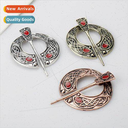 Fashion Vintage Viking Brooch Northern Pirate Ruby Collar Pi