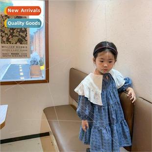 French college stars Girls lapel dress big childre princess