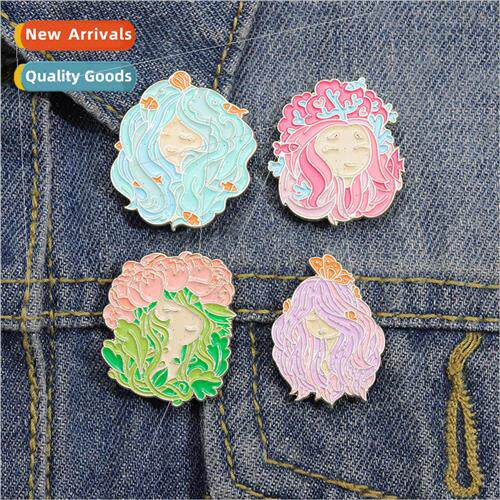 Creative Dopamine Girl  Coral Anthropomorphic Brooch Tulip C