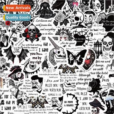 50 Black and White Gothic Bible Graffiti Stickers Decorating