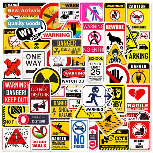 50 warning signs childrens cartoon stickers kindergarten stu