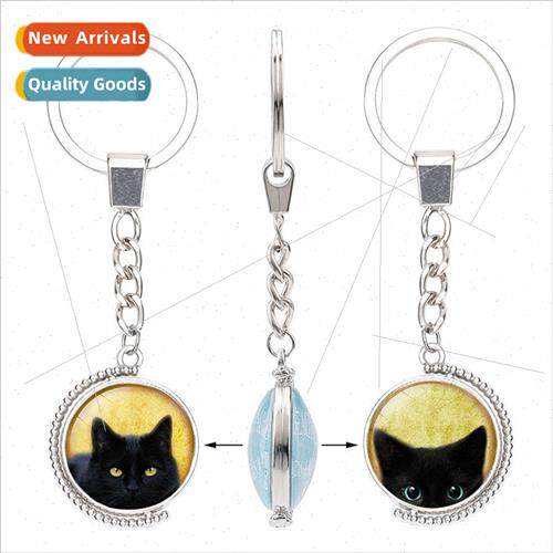 2018 New Reversible Key Car Pendant Halloween Black Cat lver