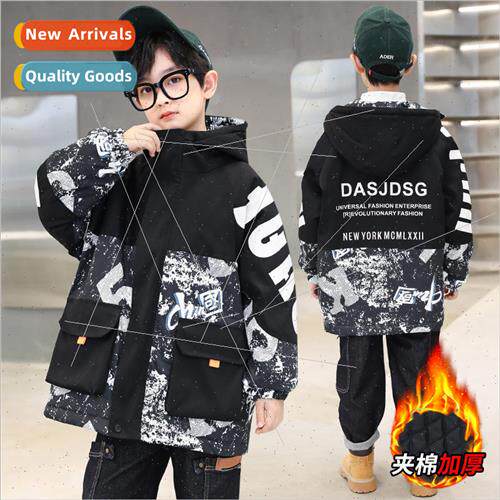 Boys cotton jacket fall and winter 2023 new middle and large