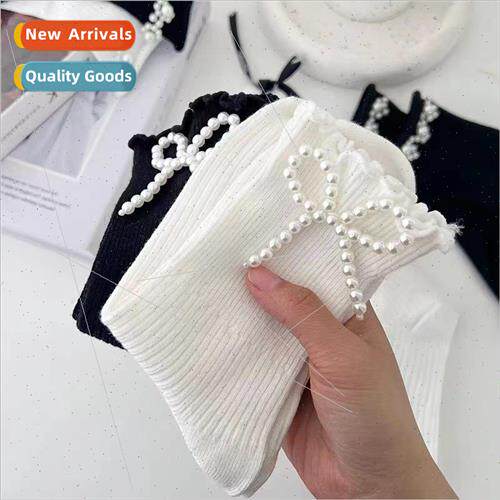 Bow tie socks female mid-calf summer thin section cute littl