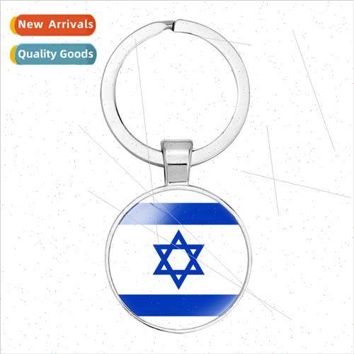 Asian Flags Time Gemstone ngle ded Keychain Israel Palestine