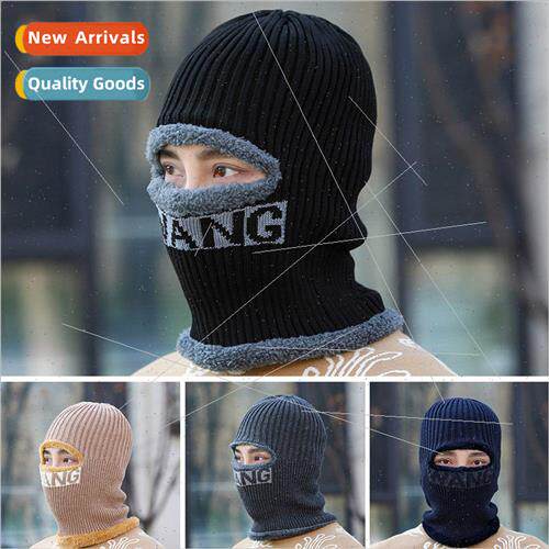 Scarf one-piece hat mens winter padded thick warm woolen one