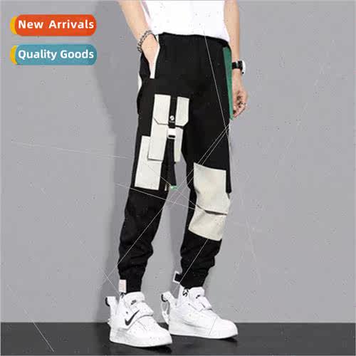 drawstring leg work pants male Japanese nd ins function nine