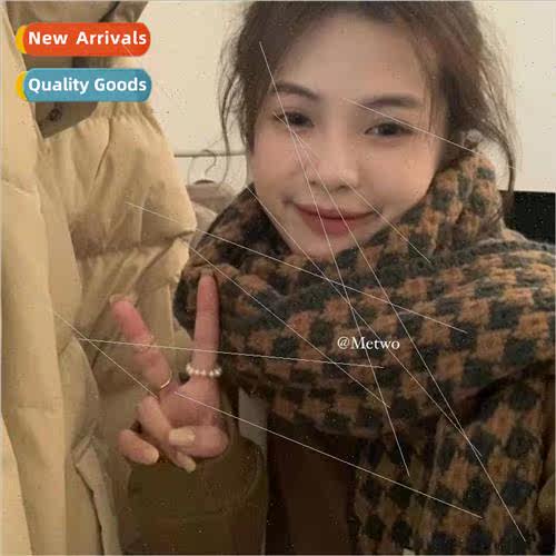 METTT soft plaid ins scarf female winter 2023 new Korean  of